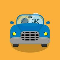 Vector illustration of a sheep driving a car