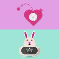 vector illustration of a clock with various shapes.