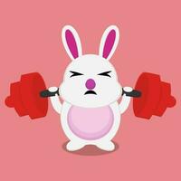 vector illustration of a bunny lifting a barbell