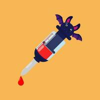 bat shaped syringe vector illustration.