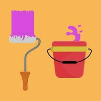 vector illustration of paint and roller brush