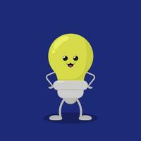 lamp character vector illustration with funny face and pose.