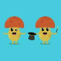 vector illustration of a mushroom character with a funny face.