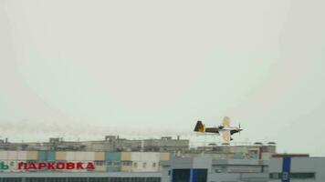 KAZAN, RUSSIAN FEDERATION, JUNE 14, 2019 - Extreme airplane flip in the sky, sports competition. Red Bull Air Race World Championship 2019 video