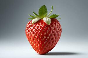 single fresh strawberry fruit. ai generated photo