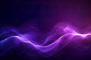 abstract futuristic background with blue purple glowing neon moving high speed wave lines. ai generated photo