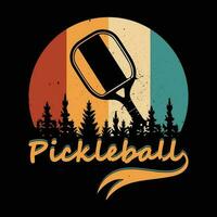 divertido jugador de pickleball deportes retro vintage pickleball diseño de camiseta vector