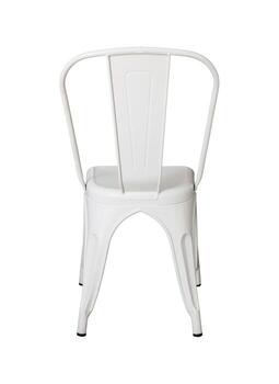 espalda ver de blanco metal silla aislado en blanco con recorte camino foto