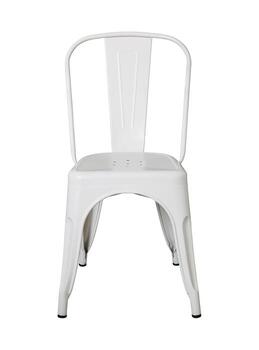 frente ver de blanco metal silla aislado en blanco con recorte camino foto