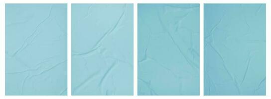 Collection paper wrinkled effect, Vertical paper texture wrinkled, crumpled poster template, Isolated paper mockup, isolated blank templates set photo