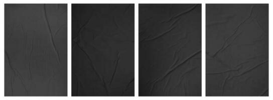 Collection paper wrinkled effect, Vertical paper texture wrinkled, crumpled poster template, Isolated paper mockup, isolated blank templates set photo