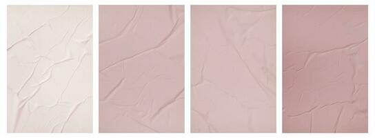Collection paper wrinkled effect, Vertical paper texture wrinkled, crumpled poster template, Isolated paper mockup, isolated blank templates set photo