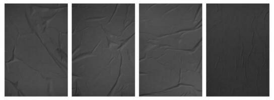 Collection paper wrinkled effect, Vertical paper texture wrinkled, crumpled poster template, Isolated paper mockup, isolated blank templates set photo