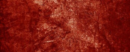 Panoramic red wall grunge texture. Abstract scary concrete, Horror cement for background. photo