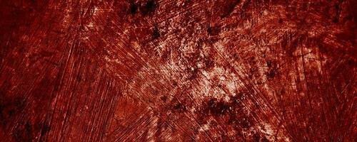 Panoramic red wall grunge texture. Abstract scary concrete, Horror cement for background. photo