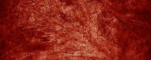 Panoramic red wall grunge texture. Abstract scary concrete, Horror cement for background. photo