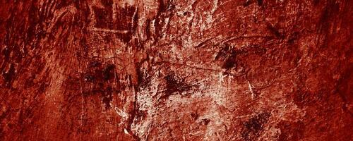 panorámico rojo pared grunge textura. resumen de miedo concreto, horror cemento para antecedentes. foto