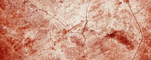 Panoramic red wall grunge texture. Abstract scary concrete, Horror cement for background. photo