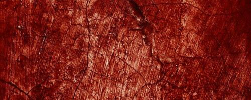 Panoramic red wall grunge texture. Abstract scary concrete, Horror cement for background. photo