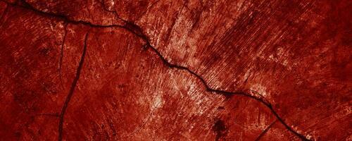 Panoramic red wall grunge texture. Abstract scary concrete, Horror cement for background. photo