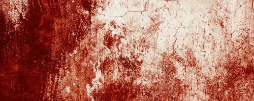 panorámico rojo pared grunge textura. resumen de miedo concreto, horror cemento para antecedentes. foto