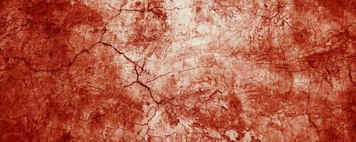 Panoramic red wall grunge texture. Abstract scary concrete, Horror cement for background. photo