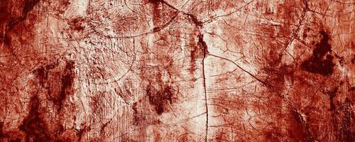 Panoramic red wall grunge texture. Abstract scary concrete, Horror cement for background. photo