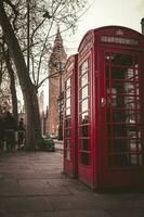 Classic English Red telephone booth. photo