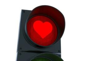 Heart stop traffic light. Love concept. Isolated on white background. photo