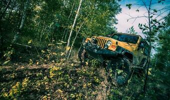 Yellow Off-Road Vehicle in the Terrain photo