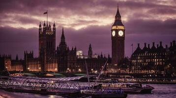 London at night. Big Ben in the background. photo