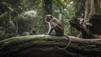 sagrado mono bosque santuario, ubud, bali, generativo ai foto