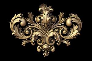 Gold ornament. Antique style gold. Eelegant luxury design, golden elements in baroque. Gold vintage baroque. photo