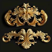 oro ornamento. antiguo estilo oro. elegante lujo diseño, dorado elementos en barroco. oro Clásico barroco. generativo ai foto