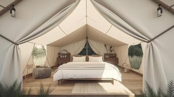 glamping house in the nature. luxury glamorous camping. glamping in the beautiful countryside, photo