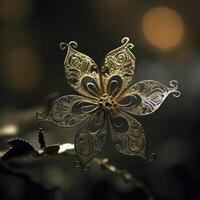 Filigree flower, jewelery with flower designs, Generative AI photo