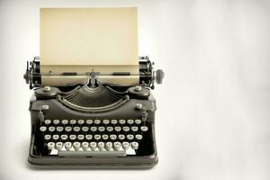 Old vintage typewriter, isolated on white background. Generative AI photo