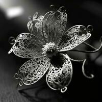 Filigree flower, jewelery with flower designs, Generative AI photo