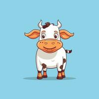 A delightful 2D vector cartoon of a cow. vector illustration