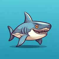 cute shark cartoon mascot character with sharp teeth. vector illustration