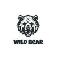 Wild Bear icon logo design template. silhouette of a bear's head from the front logo vector illustration