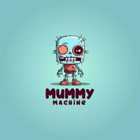 cute adorable cartoon creepy robot mummy. mummy robot creepy mascot logo vector illustration