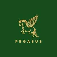 Golden Pegasus logo design template vector icon illustration