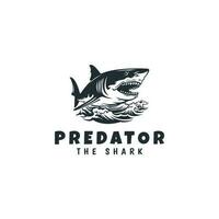 Predator icon logo design template. Monochrome combination of sharks on the waves logo vector illustration