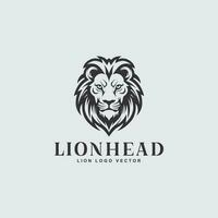 Lion icon logo design template. Monochrome lion's head from the front vector illustration