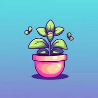 cute plants with fun colors. vector illustration