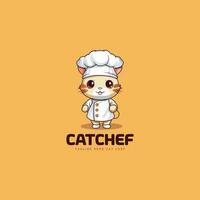 cartoon cute adorable cat wearing chef clothes. cat to chef mascot logo vector illustration