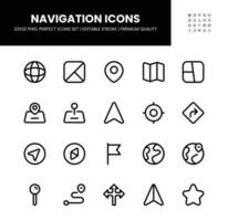 Navigation icons set in 32 x 32 pixel perfect with editable stroke vector
