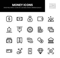 Money icons set in 32 x 32 pixel perfect with editable stroke vector