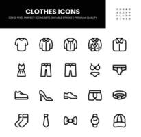 Clothes icons set in 32 x 32 pixel perfect with editable stroke vector